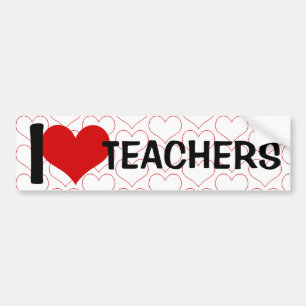 I Love Teachers Hearts Bumper Sticker