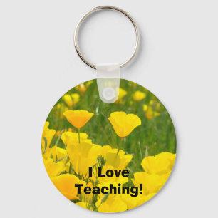 I Love Teaching! keychains Orange Poppy Flower
