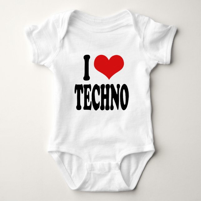 I Love Techno Baby Bodysuit (Front)