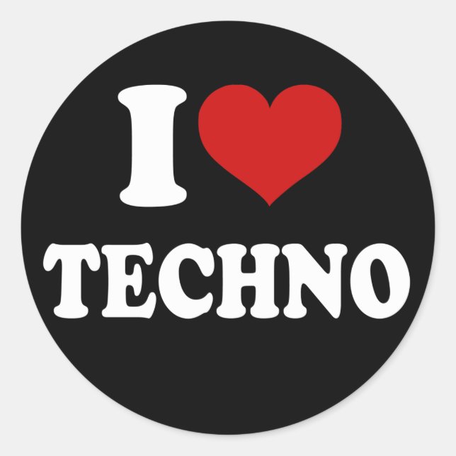 I Love Techno Classic Round Sticker (Front)