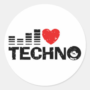 I Love Techno Classic Round Sticker