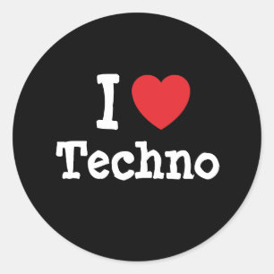 I love Techno heart custom personalised Classic Round Sticker