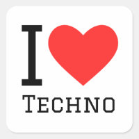 I love techno square sticker