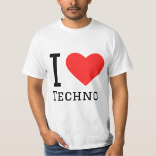 I love techno square sticker T-Shirt