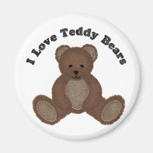 I Love Teddy Bears Fuzzy Buddy Magnet