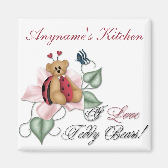 I Love Teddy Bears Lady Bug Bear Magnet (Front)