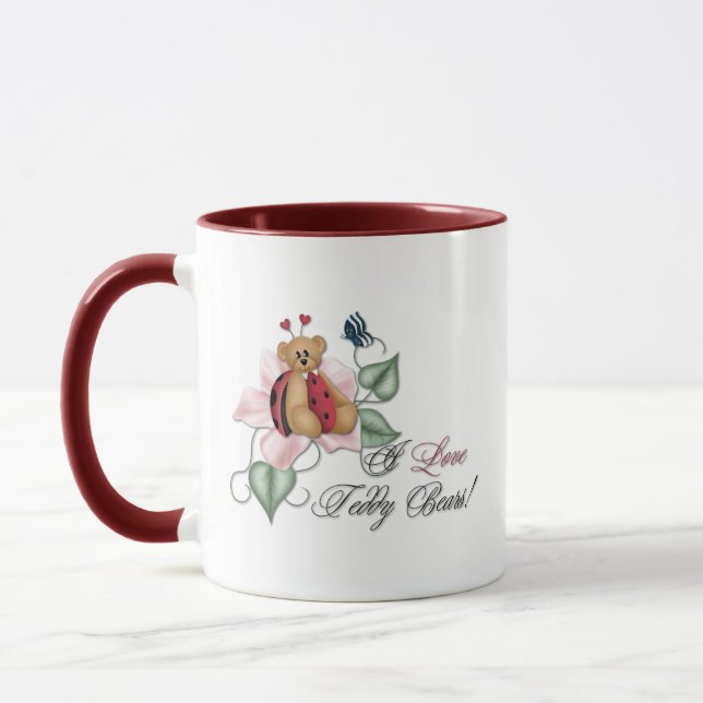 I Love Teddy Bears Lady Bug Bear Mug (Left)
