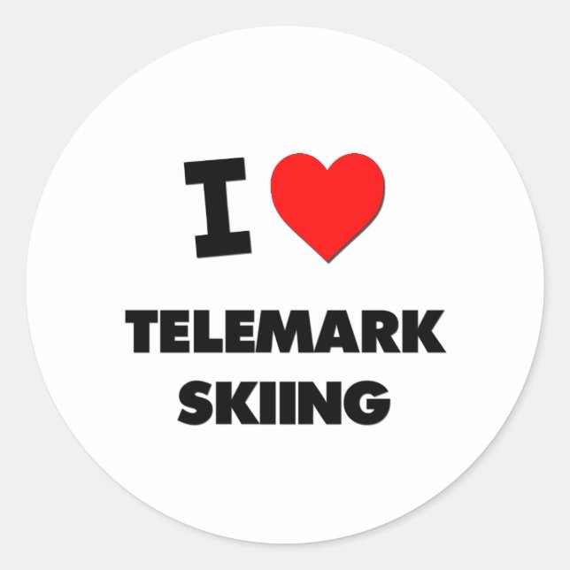 I Love Telemark Skiing Classic Round Sticker (Front)