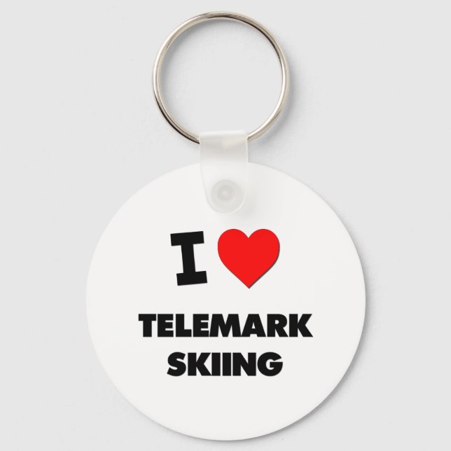 I Love Telemark Skiing Key Ring (Front)