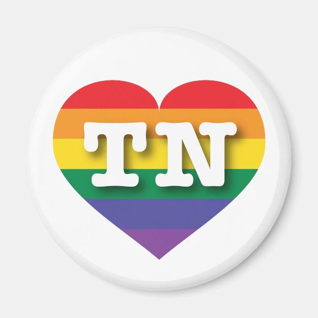 I love Tennessee Gay Pride Rainbow Heart Magnet (Front)