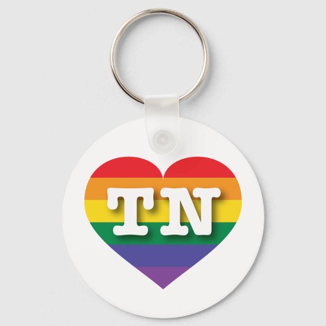 I Love Tennessee Rainbow Heart Key Ring (Front)