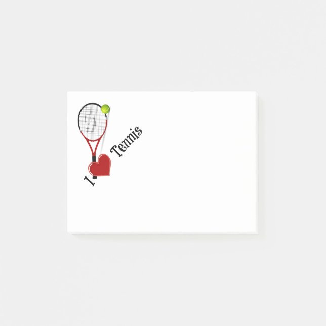 I Love Tennis, ball and racquet Post-it Notes (Front)