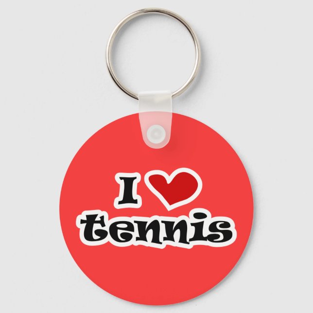 I love tennis gifts and t shirts with heart design key ring (Front)