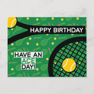 🎾 I love tennis green yellow Tennis Birthday Post Postcard