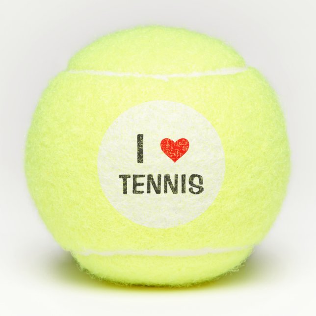 I Love Tennis Red Heart Sports Balls (Front)