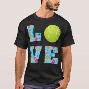 I Love Tennis   Tennis Lovers Floral Gifts  T-Shirt