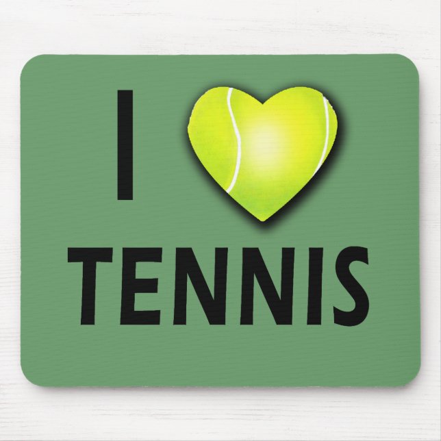 I Love Tennis with Tennis Ball Heart Mouse Pad (Front)