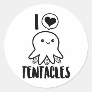 I Love Tentacles T-shirt Cute Octopus Tee Classic Round Sticker