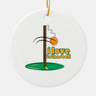 I Love Tetherball Ceramic Ornament