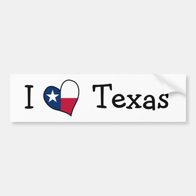 I Love Texas Bumper Sticker (Front)
