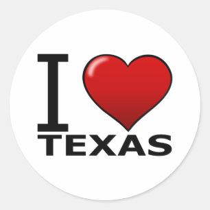 I LOVE TEXAS CLASSIC ROUND STICKER