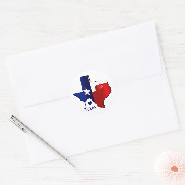 I Love Texas Classic Round Sticker (Envelope)