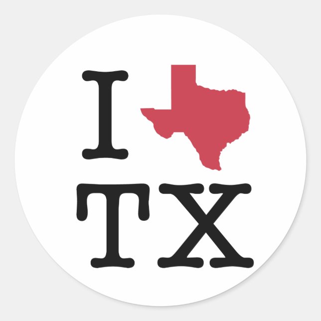 I Love texas Classic Round Sticker (Front)