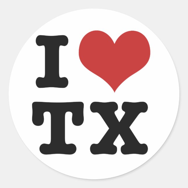 I Love Texas Classic Round Sticker (Front)