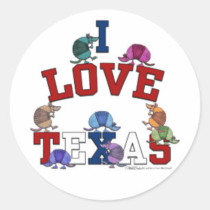 I Love Texas-Colourful Armadillos Classic Round Sticker