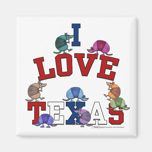 I Love Texas-Colourful Armadillos Magnet (Front)