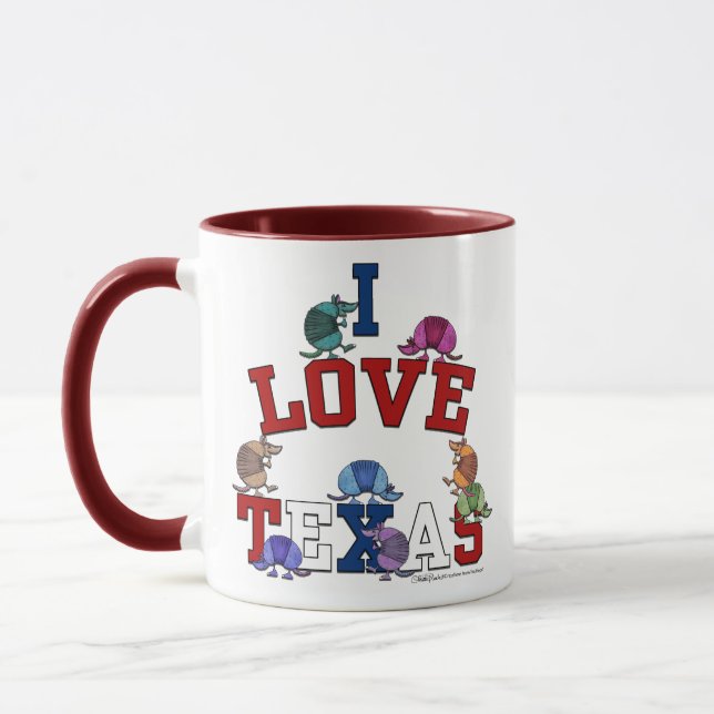I Love Texas-Colourful Armadillos Mug (Left)