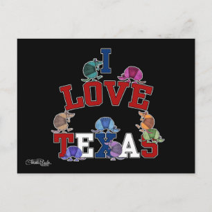 I Love Texas-Colourful Armadillos Postcard