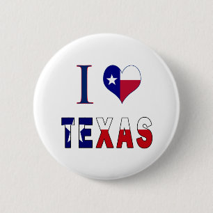 I Love Texas Flag 6 Cm Round Badge