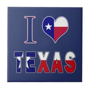 I Love Texas Flag Ceramic Tile