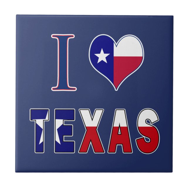 I Love Texas Flag Ceramic Tile (Front)