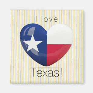 I Love Texas Flag Heart Cutout Magnet