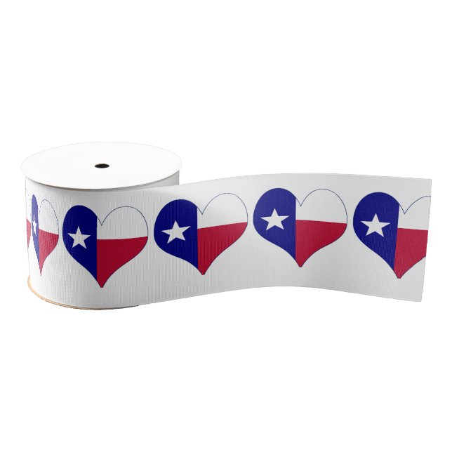I Love Texas Flag Heart Grosgrain Ribbon (Spool)