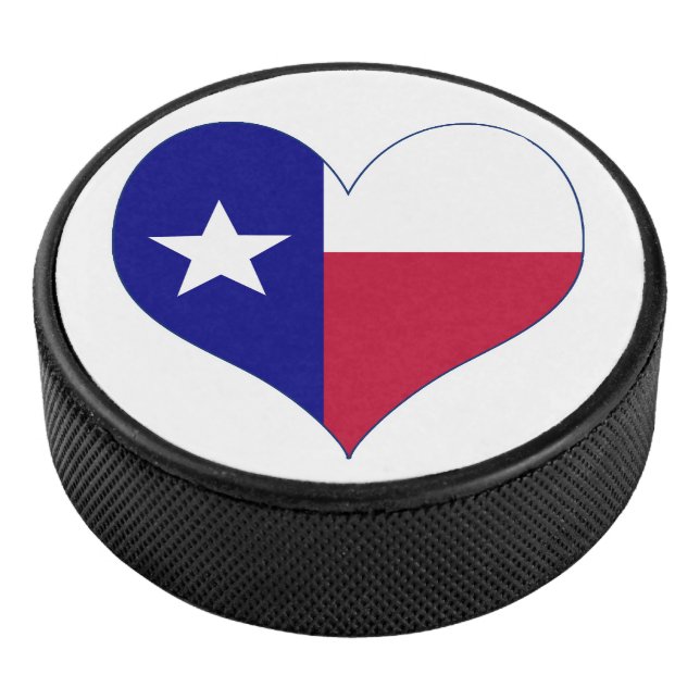 I Love Texas Flag Heart Hockey Puck (3/4)