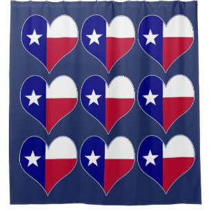 I Love Texas Flag Heart Shower Curtain