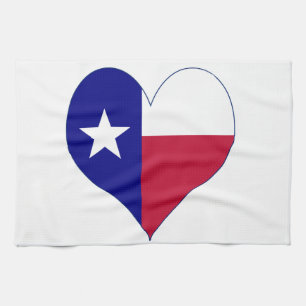 I Love Texas Flag Heart Tea Towel
