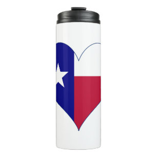 I Love Texas Flag Heart Thermal Tumbler