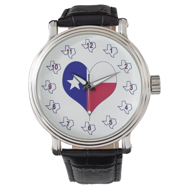 I Love Texas Flag Heart Watch (Front)