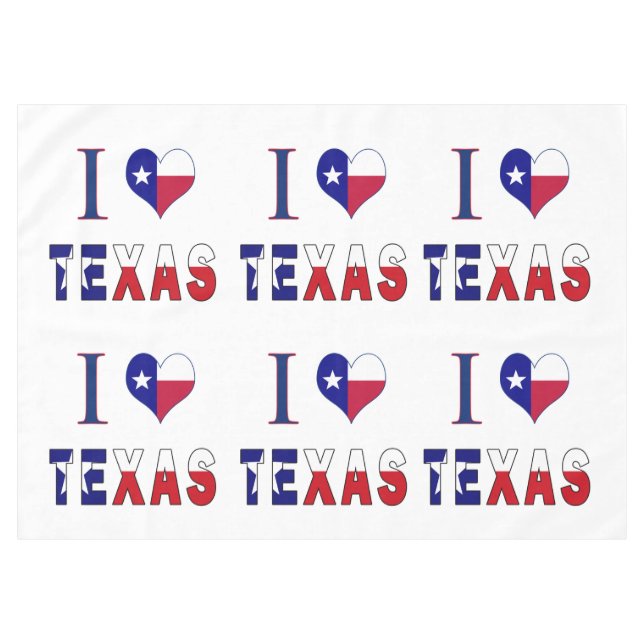 I Love Texas Flag Tablecloth (Front (Horizontal))