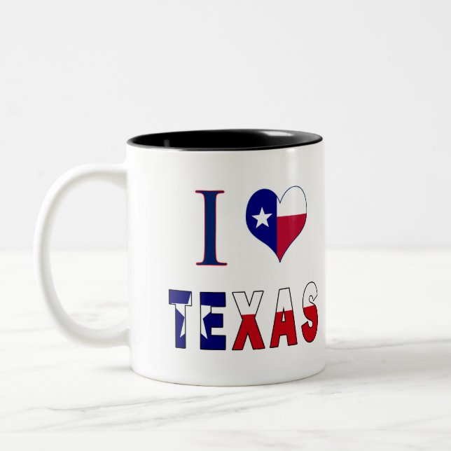 I Love Texas Flag Two-Tone Coffee Mug (Left)