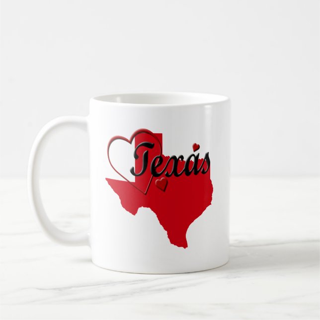 I Love Texas Hearts Map Coffee Mug (Left)
