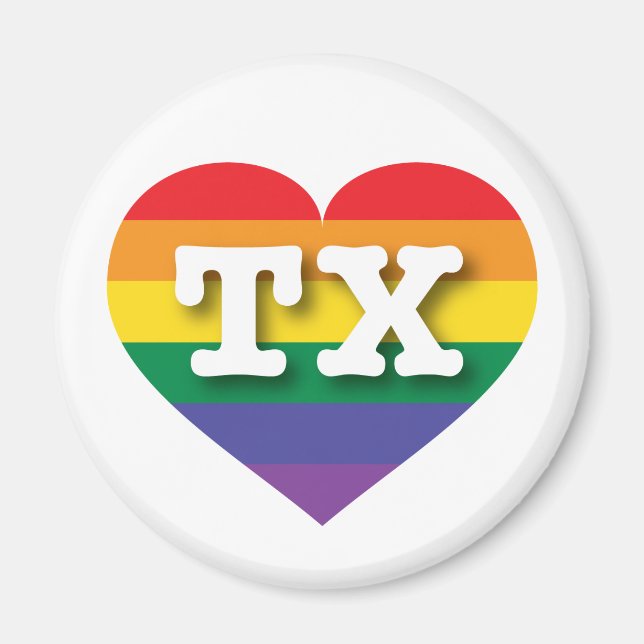 I Love Texas Rainbow Heart Magnet (Front)