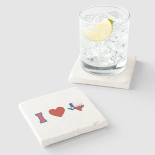 I Love Texas Shaped Flag Adore Lone Star State Stone Coaster