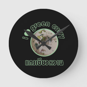 I Love Thai Green Curry ... Thailand Street Food Round Clock