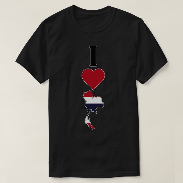 I Love Thailand Vertical I Heart Thai Flag Map T-Shirt (Design Front)