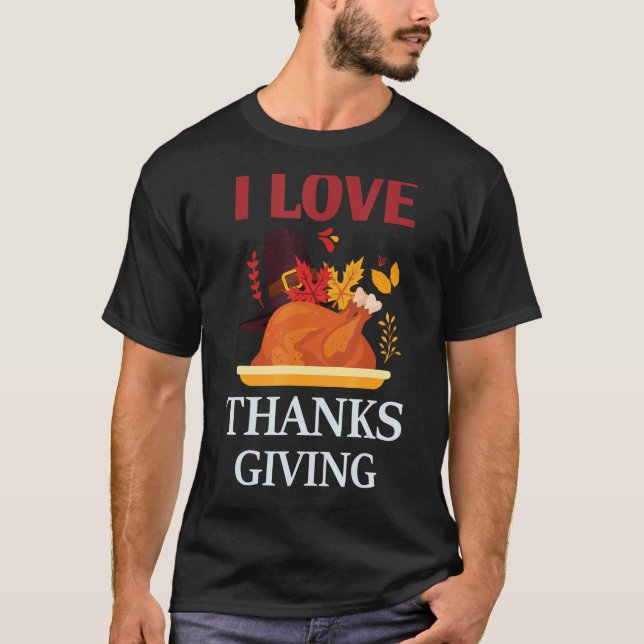 I Love Thanksgiving Costume Turkey Day Pilgrim Boy T-Shirt (Front)